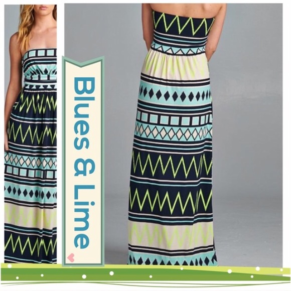 🌺HP 4/11 & 20🌺PRETTY MAXI IN BLUES & LIME - Picture 2 of 2