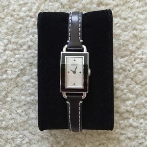 Black leather Coach watch