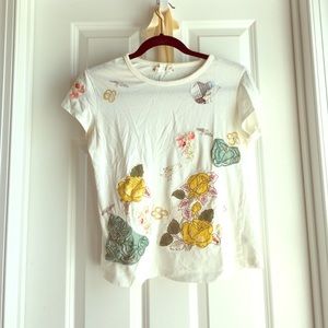Free People Embroidered T-Shirt - Medium