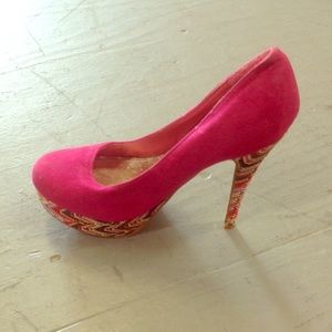 Pink pumps with Ankara bottom