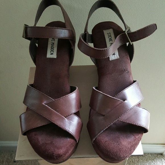 Brown Leather Platform Sandals