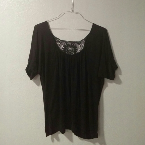 XL Black Slit Back Blouse