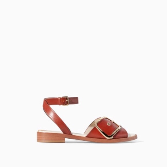 Zara Real Leather With Buckle Sandal SZ 9 / 39 - Picture 2 of 4