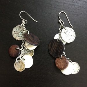 American Eagle silver and wood earrings
