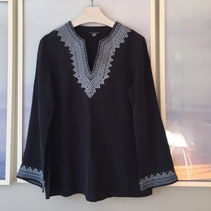 100% Silk Ann Taylor Bohemian blue blouse