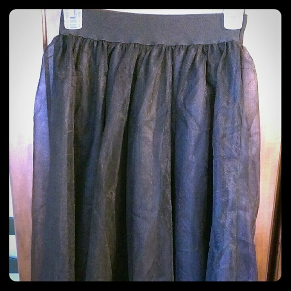 NWOT Black Tulle Midi skirt
