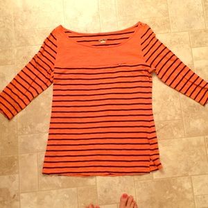 Orange w/ navy stripes top