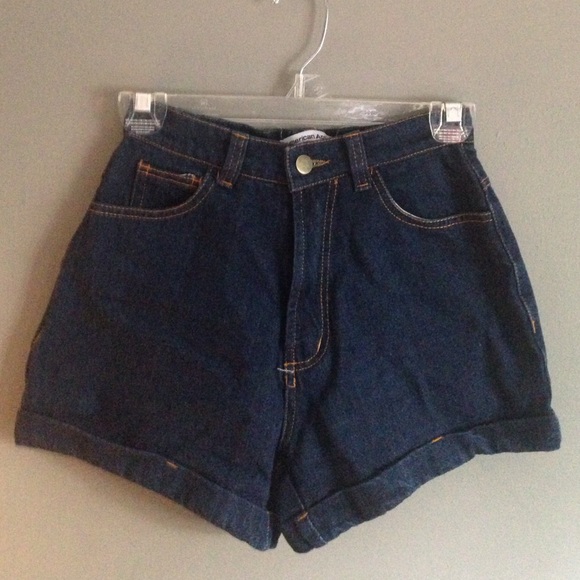 American Apparel Denim - American Apparel High-Waist Cuff Shorts