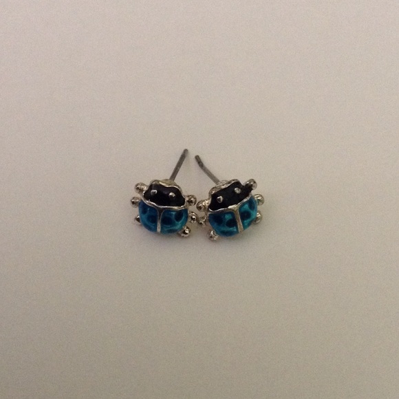Blue ladybug earrings