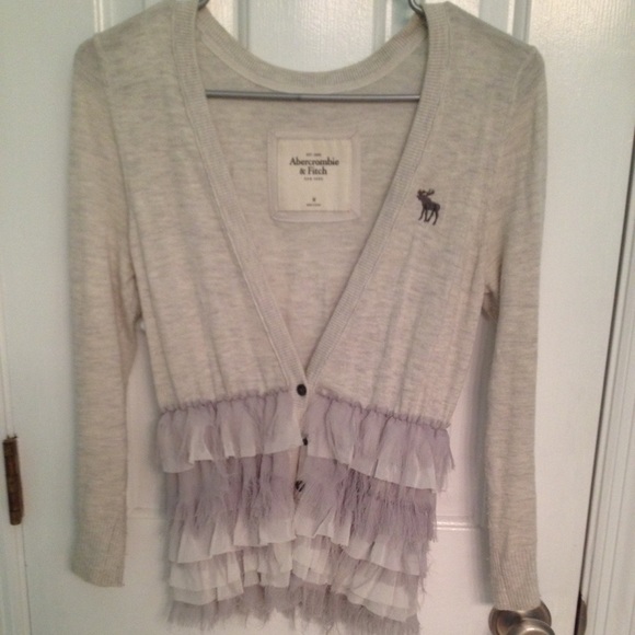 SOLD Abercrombie and Fitch Gray Ruffle Cardigan