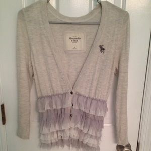 SOLD Abercrombie and Fitch Gray Ruffle Cardigan