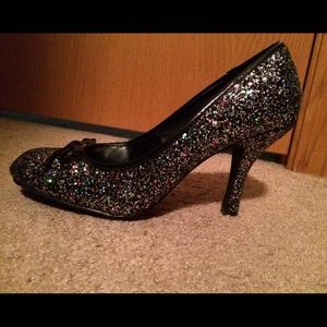 Black Glitter Heels