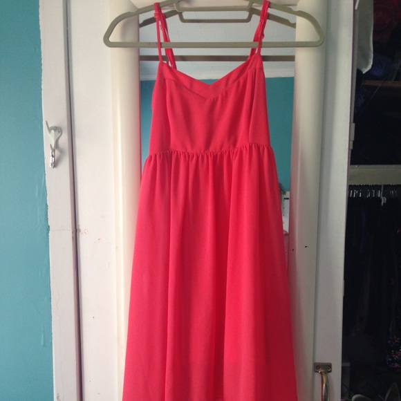 High low peach strapless summer/spring dress