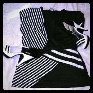 Black & White cap sleeve top