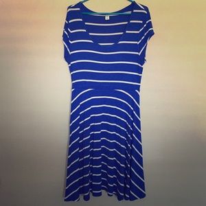 Old Navy royal blue/white striped dress.Fit & flar