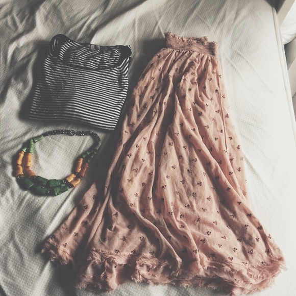 Free People New Romantics mesh embroidered skirt