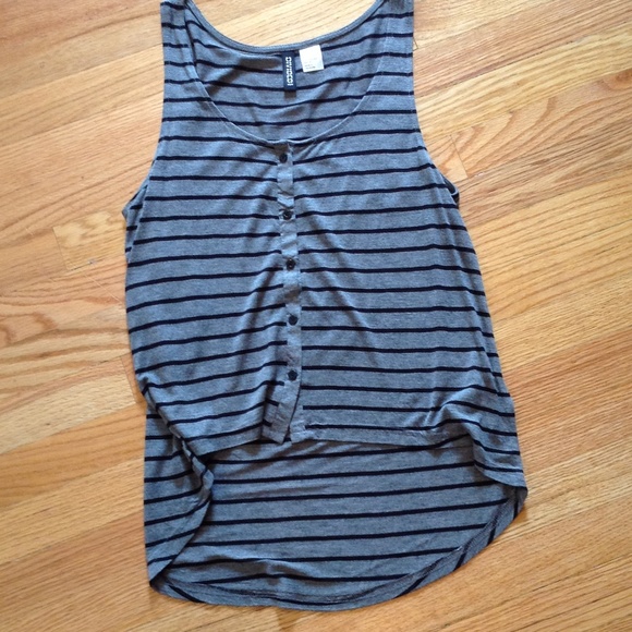 Grey and black short/long tank