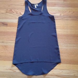 Grey sheer long tunic tank