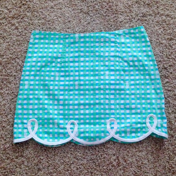 Lilly Pulitzer Blue and Green Mini Skirt Size 0.