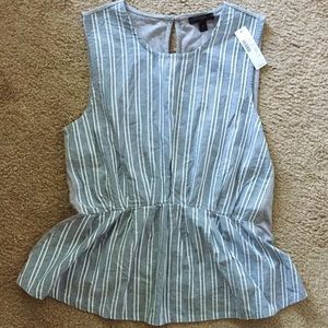 NWT J. Crew Chambray Striped Peplum Blouse