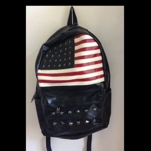 NEW American flag vegan leather backpack