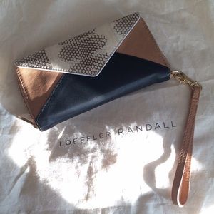 Loeffler Randall Color Block Snakeskin Wallet