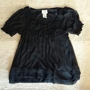 NWT ECI Baby Doll Black Top