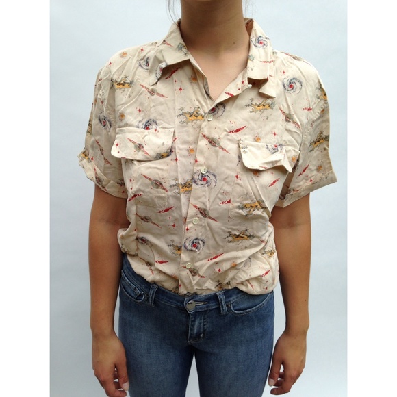 Vintage galaxy print cowboy shirt