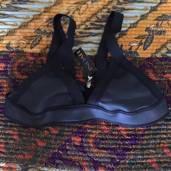 Indah neoprene black bikini top nwt