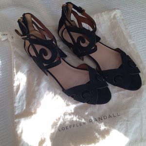 Loeffler Randall Black Suede Flat Sandals
