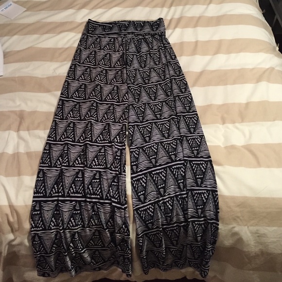 Black and white tribal palazzo pants