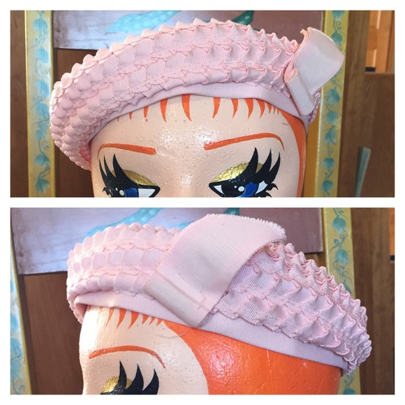 😥 SOLD locally Vintage Light Pink Ribbon Beret - Picture 4 of 4