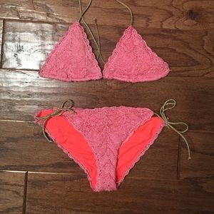 M Victoria's Secret hot pink and gold bikini