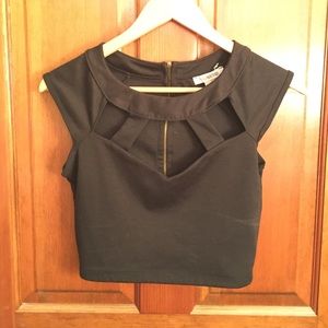 Black Crop Top with Cut Out Detailing