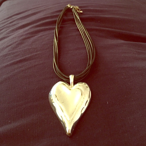 Fun necklace band with silver heart charm - Picture 1 of 2