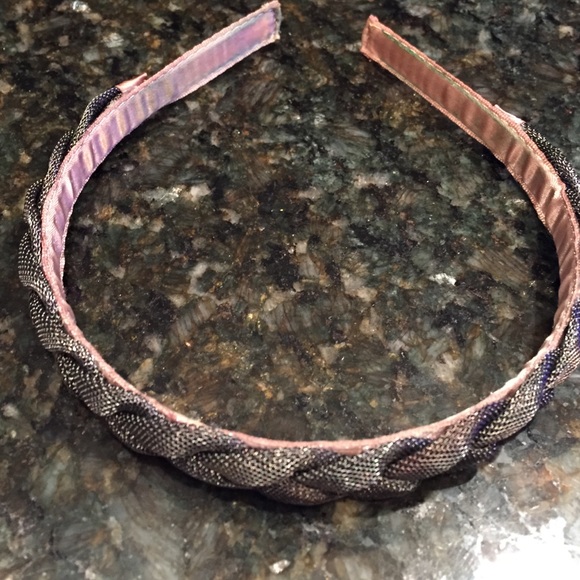 Breaded headband dark silver metal