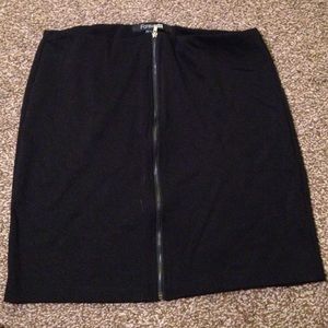 Black Zipper Front Mini Skirt
