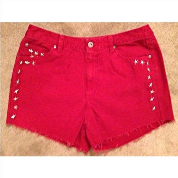 Red High Waisted Shorts