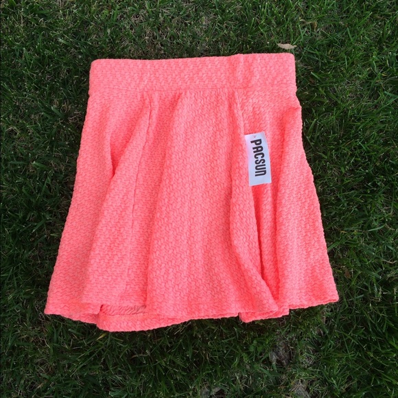 PacSun Neon Coral Skater Skirt