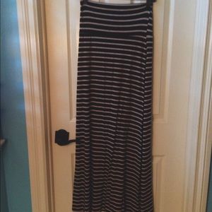 Black and tan striped maxi skirt