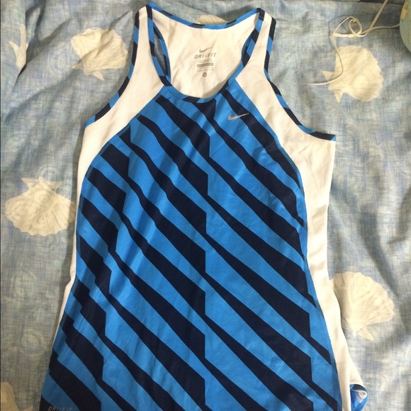 Nike Dri-Fit Blue, White, Black Striped Tank