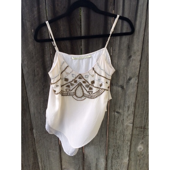 Urban Outfitters White Embellished Tank Top