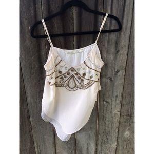 Urban Outfitters White Embellished Tank Top