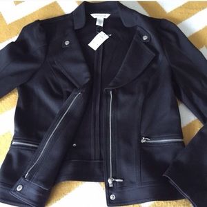 White House Black Market fabric moto jacket