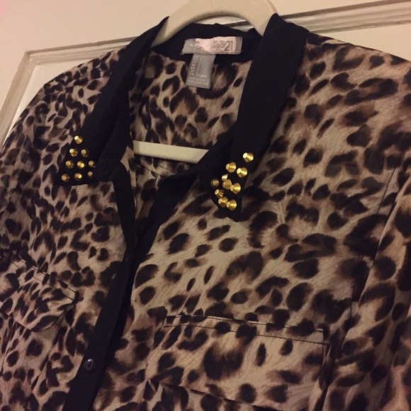 Studded Leopard Blouse