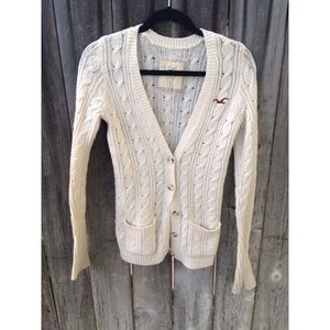 Hollister Cream Knit Cardigan
