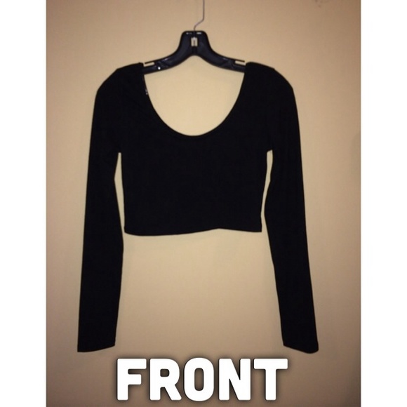 Mossimo Black Long Sleeve Crop Top - Picture 3 of 4