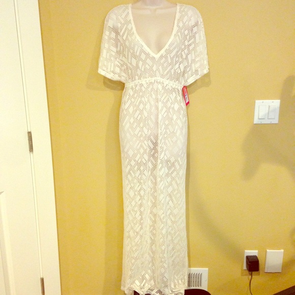 White lacey maxi swim suit cover up