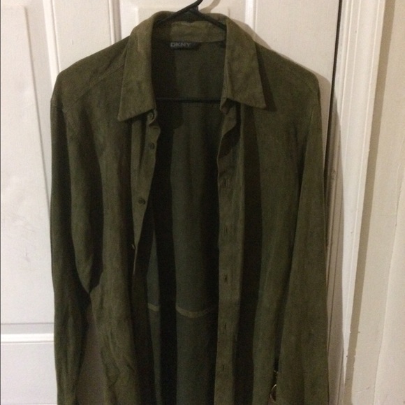 Green, suede DKNY Shirt.
