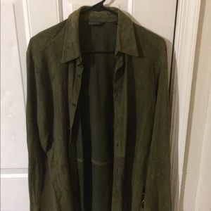 Green, suede DKNY Shirt.